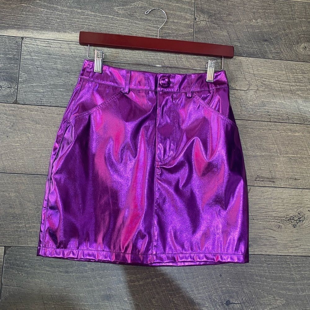 Kiwi metallic purple short skirt in  Synthetic leather  New
